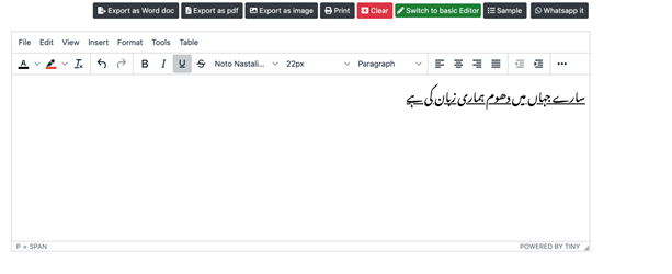 How to make Urdu text italic